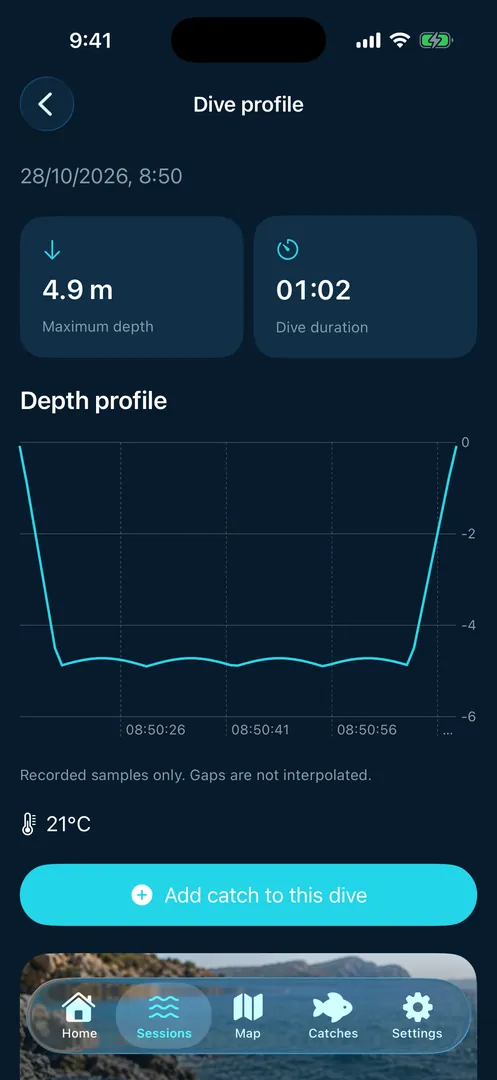 iPhone: profile of a breath-hold dive